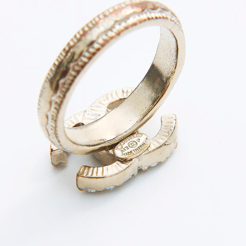 CHANEL COCO Mark Rhinestone A12P Ring gold WS7930