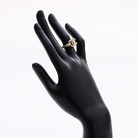 CHANEL COCO Mark Rhinestone A12P Ring gold WS7930