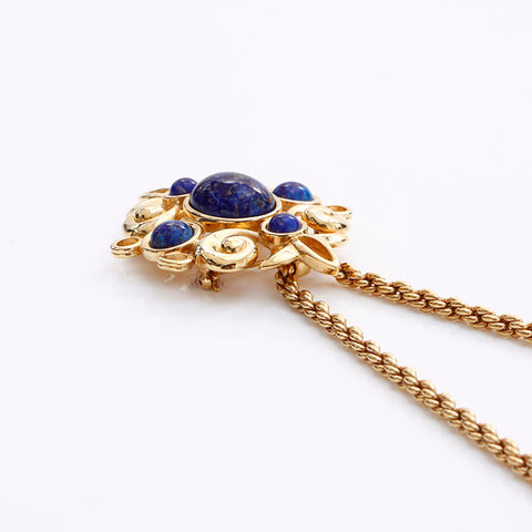 Christian Dior Stone Brosche Halskette Gold WS7931