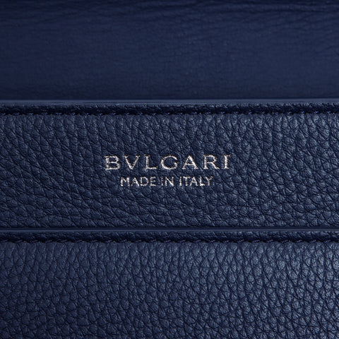 ブルガリ BVLGARI レザー ロゴ ショルダーバッグ ネイビー WS7937