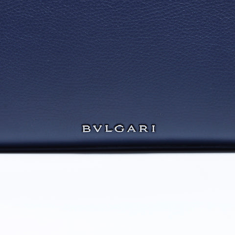 ブルガリ BVLGARI レザー ロゴ ショルダーバッグ ネイビー WS7937