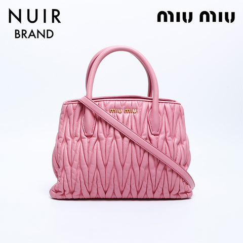 ミュウ ミュウ Miu Miu 2way マトラッセ ショルダーバッグ ピンク WS7939