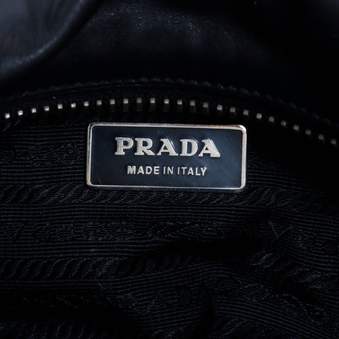 プラダ PRADA サイドポケット レザー ショルダーバッグ ブラック WS7940