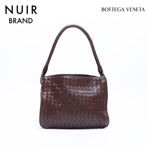 Bottegaveneta Leather Intrecciato Shoulder Bag Brown WS7946