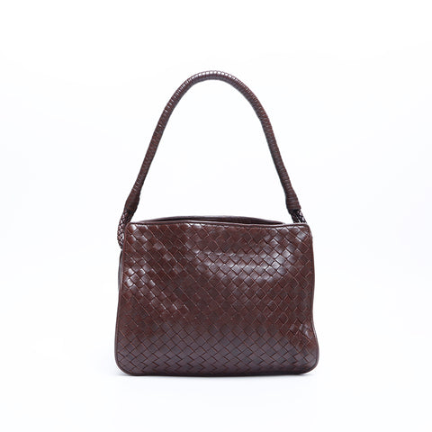 ボッテガヴェネタ BOTTEGAVENETA レザー イントレチャート ショルダーバッグ ブラウン WS7946