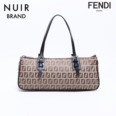 FENDI Zucchino Handbag Brown WS7947