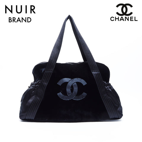 Chanel Coco Mark Kusatin Velour Boston No. 9 Handbag Black WS7958