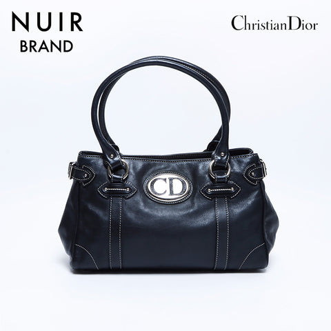Christian Dior Leather Silver Hardware Handbag Black WS7968