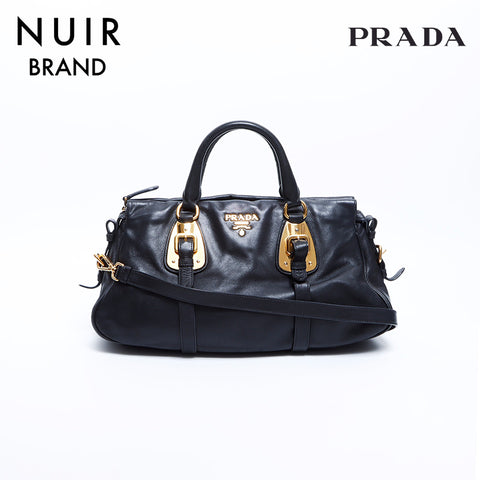 PRADA 2way Leather Handbag Black WS7971