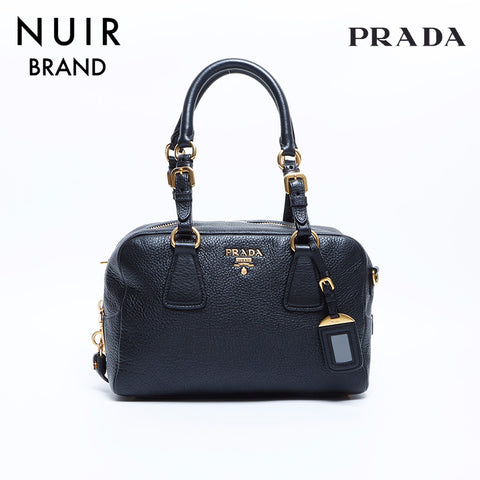 PRADA Leather Shoulder Bag Black WS7976