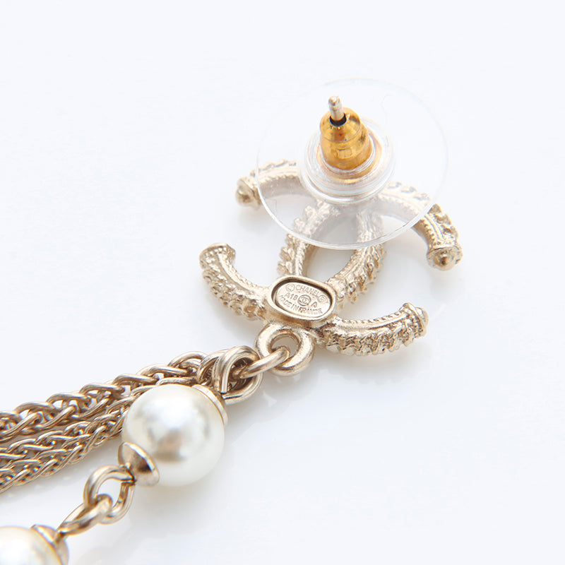 シャネル CHANEL ココマーク チェーン パール A18A ピアス ゴールド
