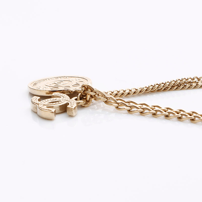 シャネル CHANEL ネックレス コイン ココマーク 2連 06P メッキ CHANEL シャネル 2連ネックレス ココマーク コイン 06P シルバー