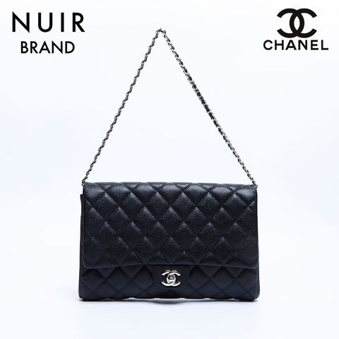 シャネル CHANEL 18番台 キャビアスキン マトラッセ シルバーチェーン ショルダーバッグ ブラック WS7994 – NUIR VINTAGE