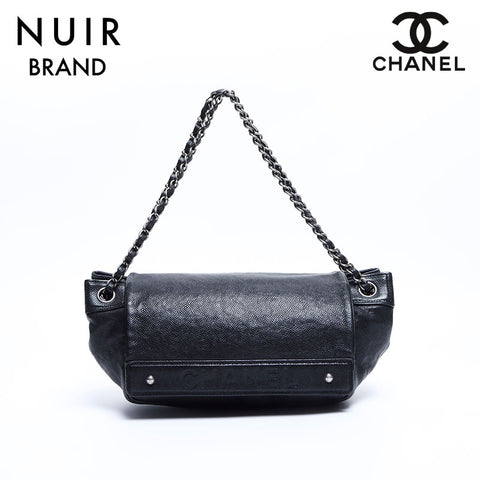 シャネル CHANEL 10番台 キャビアスキン チェーン ショルダーバッグ ブラック WS7996