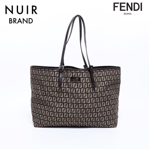 FENDI Zucchino Tote Bag Shoulder Bag Brown WS8006