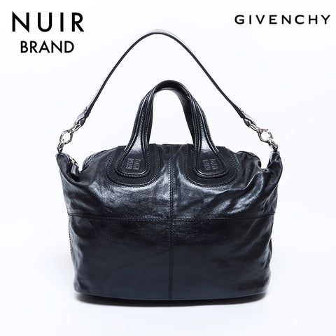 Givenchy Nightingale Leather Silver Hardware 2-way Handbag Black WS8007