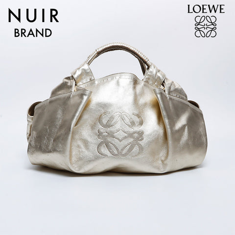 LOEWE Leather Anagram Nappa Handbag Gold WS8013