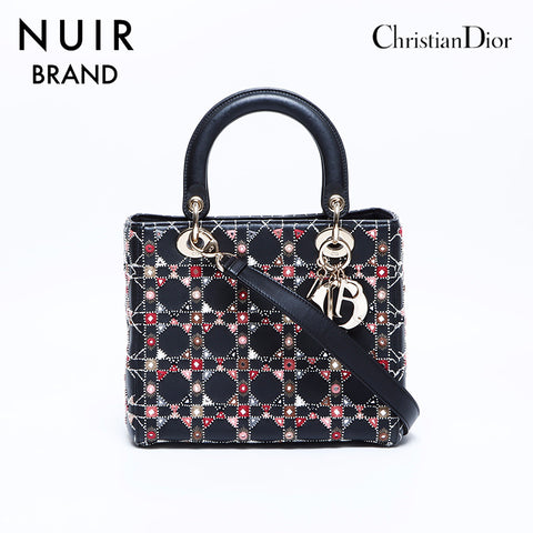 Christian Dior Lady Dior 2way Handbag Handbag Black WS8018