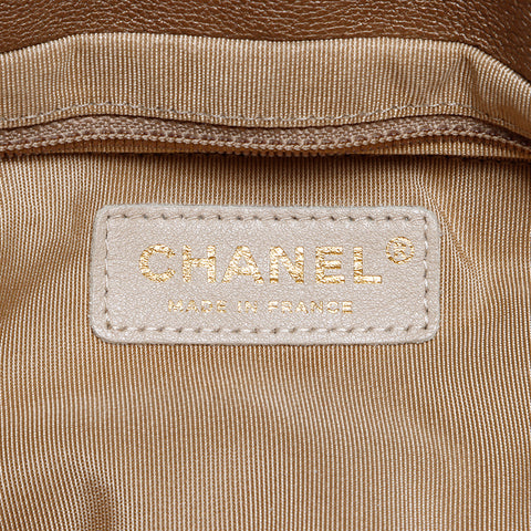 シャネル CHANEL 17番台 キャビアスキン チェーンマトラッセ ショルダーバッグ ベージュ WS8022