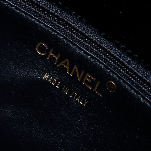 シャネル CHANEL 7番 ベロア チェーン ショルダーバッグ マトラッセ ハンドバッグ ブラック WS8025