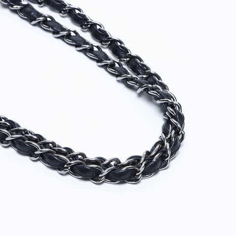 CHANEL No. 9 Caviar Skin Button Chain Silver Metal Shoulder Bag black WS8026