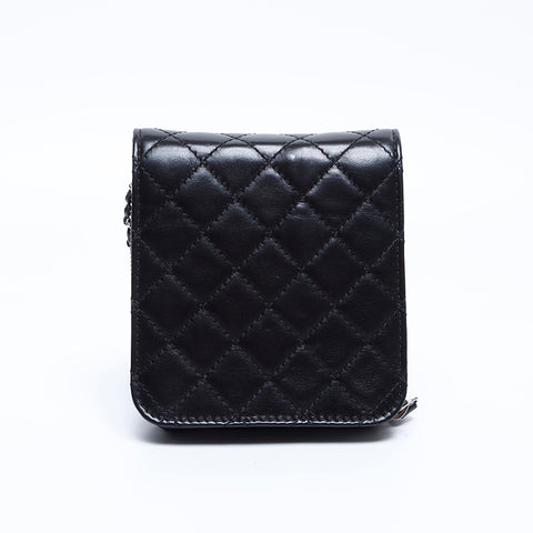 シャネル CHANEL 16番台 マトラッセ ウォレット シルバー金具 チェーン ミニ ショルダーバッグ ブラック WS8027