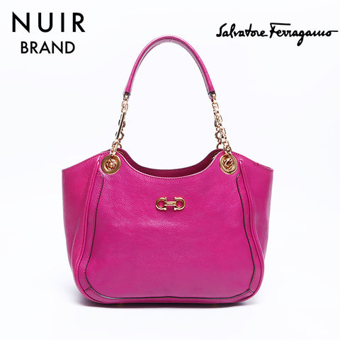 Salvatore Ferragamo Leather Gancini Chain Shoulder Bag Purple WS8036