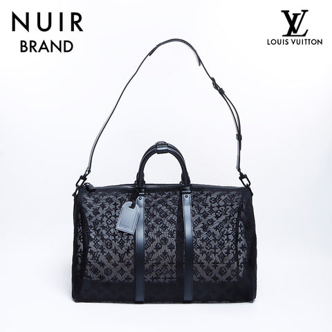 Louis Vuitton Keepol 50 Bandoliere See-through Boston Bag Black WS8043