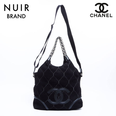Chanel CHANEL 12 2way suede chain Coco mark shoulder bag black WS8054