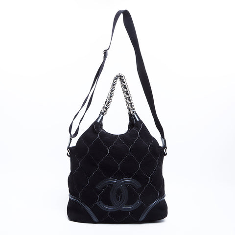 シャネル CHANEL 12番台 2way スエード チェーン ココマーク ショルダーバッグ ブラック WS8054