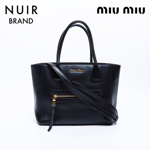 ミュウ ミュウ Miu Miu レザー 2way ハンドバッグ ブラック WS8060