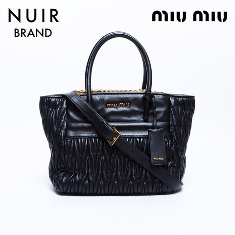 ミュウ ミュウ Miu Miu レザー 2way ハンドバッグ ブラック WS8061