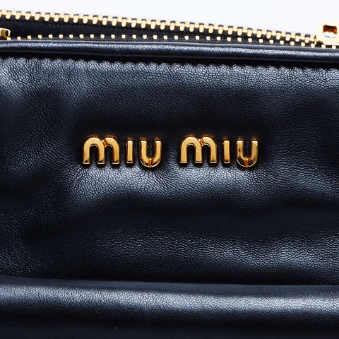 ミュウ ミュウ Miu Miu レザー 2way ハンドバッグ ブラック WS8061