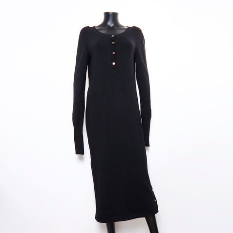 Chanel CHANEL Coco Button Long Sleeve Dress Black WS8074 NUIR VINTAGE Chanel CHANEL Coco Button Long Sleeve Dress Black WS8074 NUIR VINTAGE