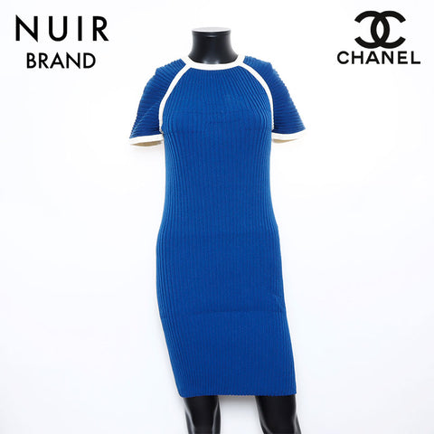Chanel Short Sleeve Dress Blue WS8079