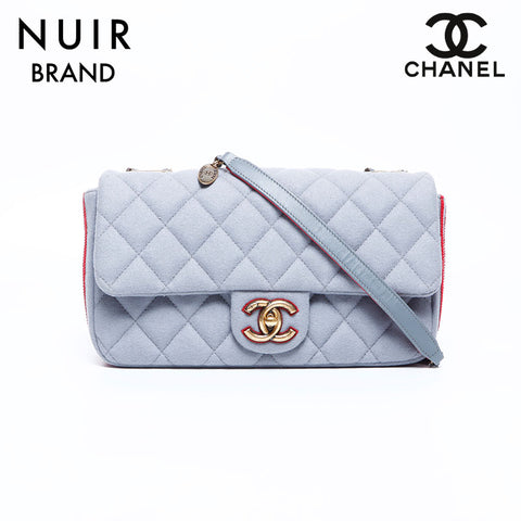 シャネル CHANEL 21番 ウール マトラッセ チェーン ショルダーバッグ グレー WS8093