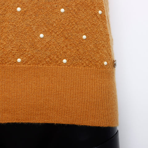 香奈儿眼睛40珍珠Mohair开衫橙色WS8116