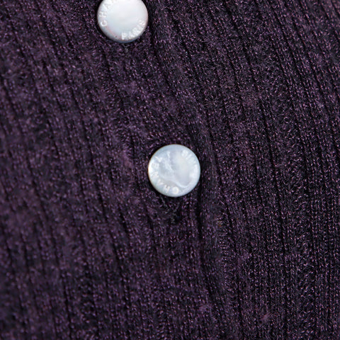 Chanel Size 42 Cotton Cashmere Short Sleeve 01P Knit Purple WS8119