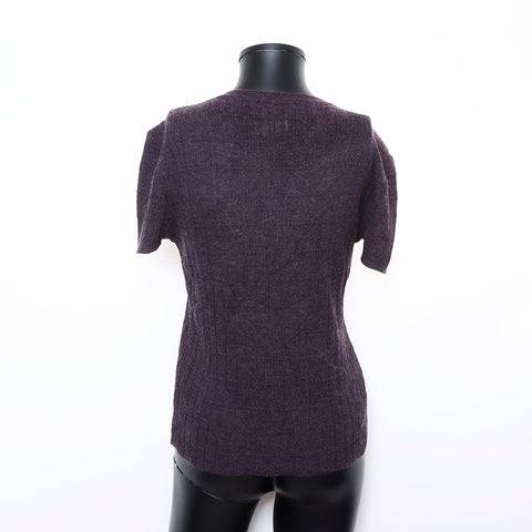 Chanel Size 42 Cotton Cashmere Short Sleeve 01P Knit Purple WS8119
