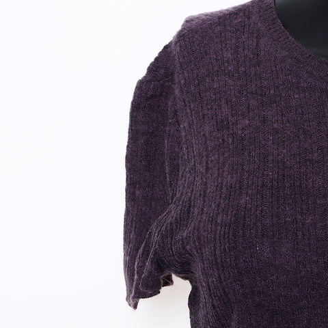 Chanel Size 42 Cotton Cashmere Short Sleeve 01P Knit Purple WS8119