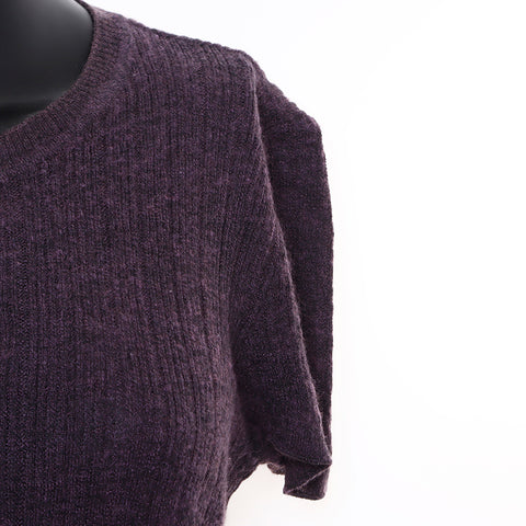 Chanel Size 42 Cotton Cashmere Short Sleeve 01P Knit Purple WS8119