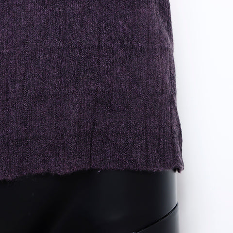 Chanel Size 42 Cotton Cashmere Short Sleeve 01P Knit Purple WS8119