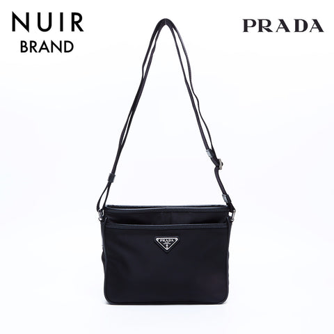 Prada Nylon Triangle徽标硬件肩带黑色WS8120