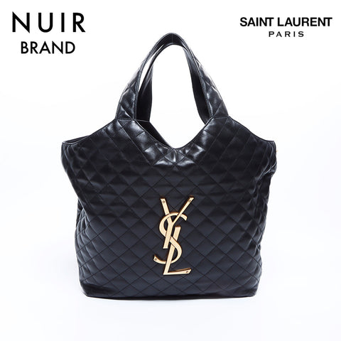 Yves Saint Laurent Yves Saint Laurent ICAR YSL皮革袋装手提袋黑色WS8123