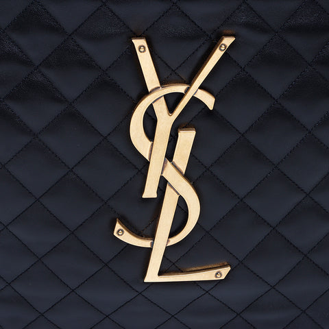 イヴ・サンローラン YVES SAINT LAURENT イカールマキシ YSLレザー ポーチ付き トートバッグ ブラック WS8123