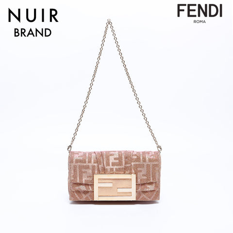 Fendi Zucca连锁妈妈桶迷你POCHETTE肩带金色粉红色WS8124