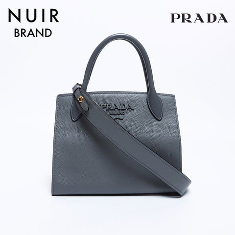 Prada 2way皮革手提包灰色WS8126