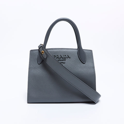 Prada 2way皮革手提包灰色WS8126