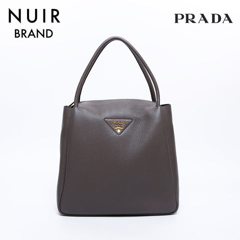 Prada皮革手提包棕色WS8129