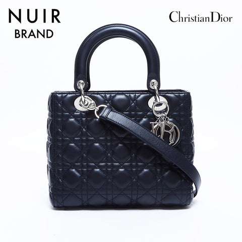 クリスチャンディオール Christian Dior レディーディオール 2way シルバー金具 レザー ハンドバッグ ブラック WS8130